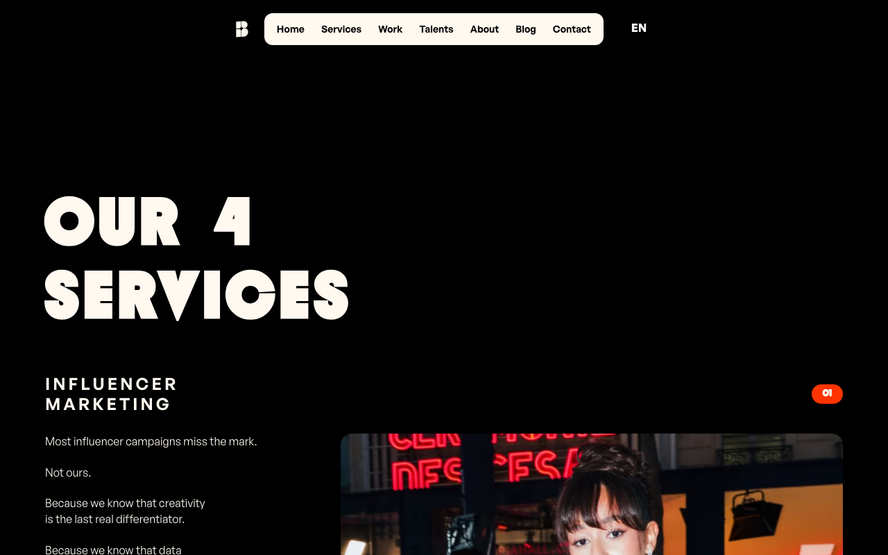 BeInfluence website screenshot