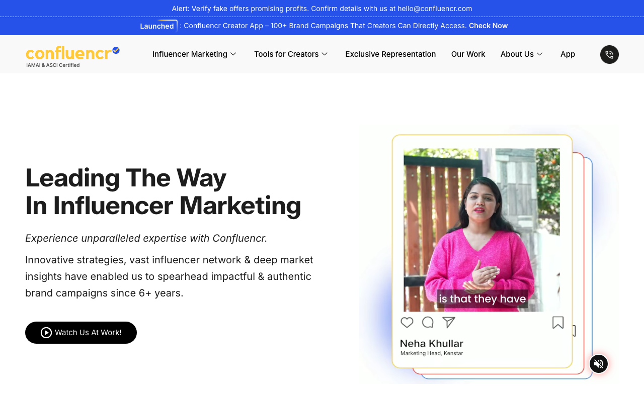 Confluencr website screenshot
