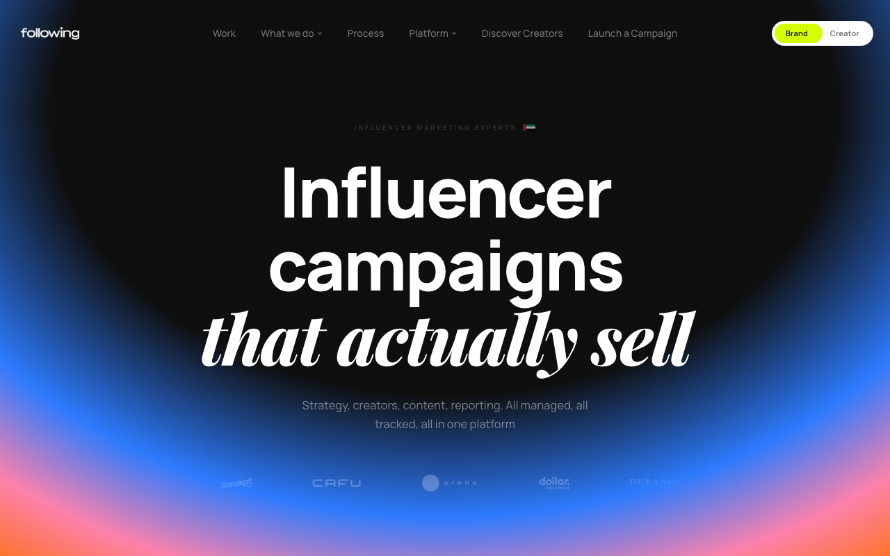 Following website screenshot