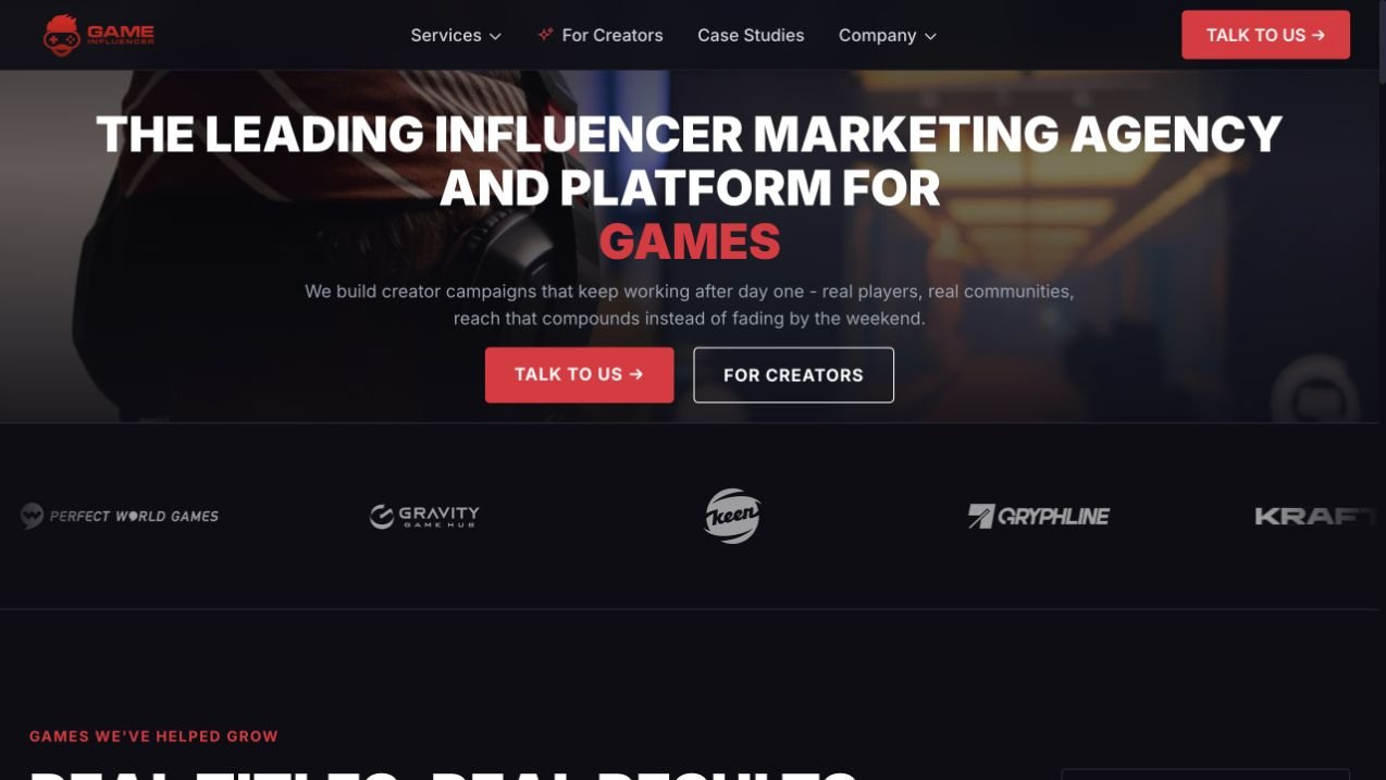 GameInfluencer website screenshot