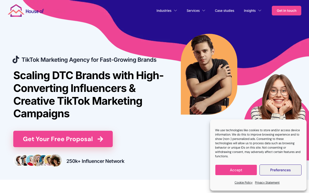 House of Marketers website screenshot