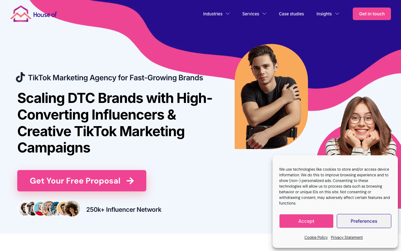 House of Marketers website screenshot