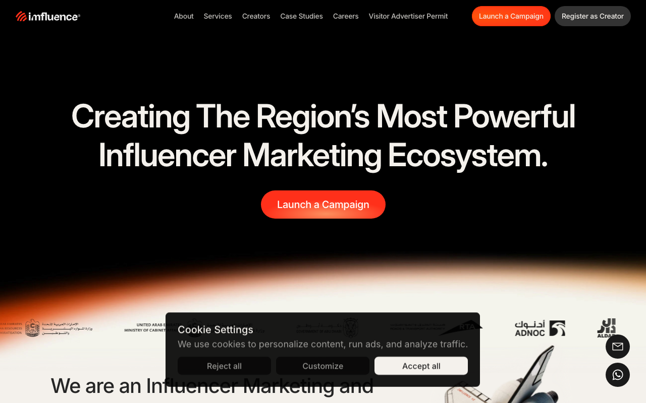 Imfluence website screenshot