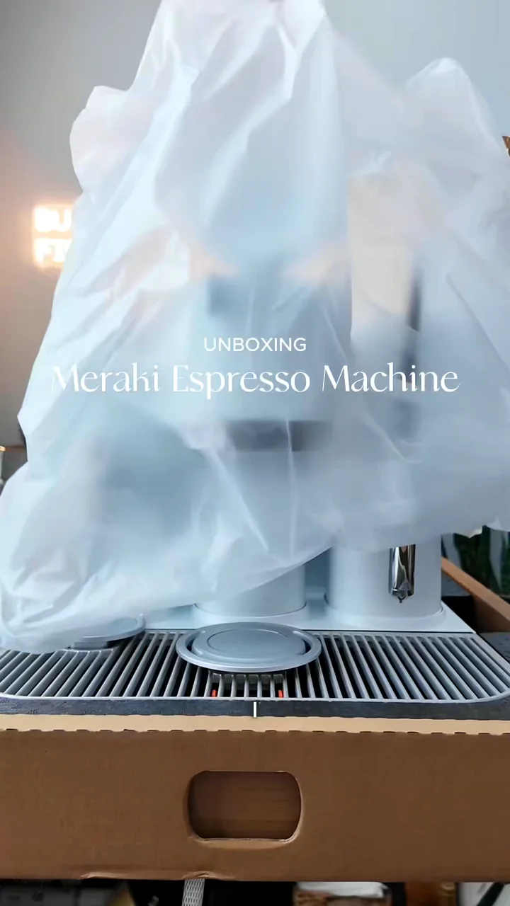 Espresso machine being unboxed