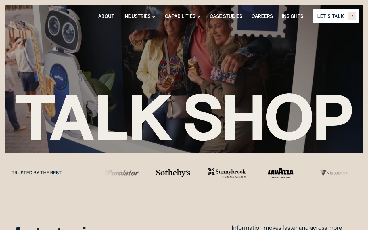 Talk Shop website screenshot
