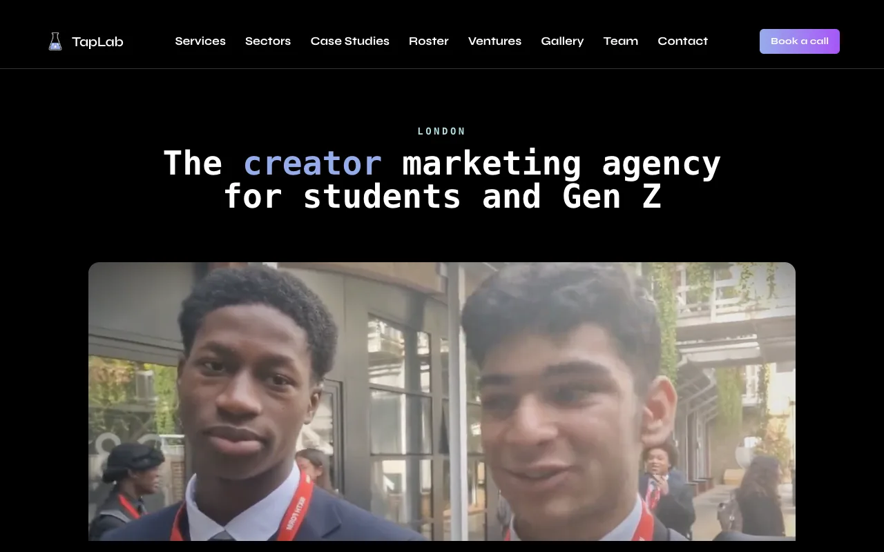 Tap Lab website screenshot