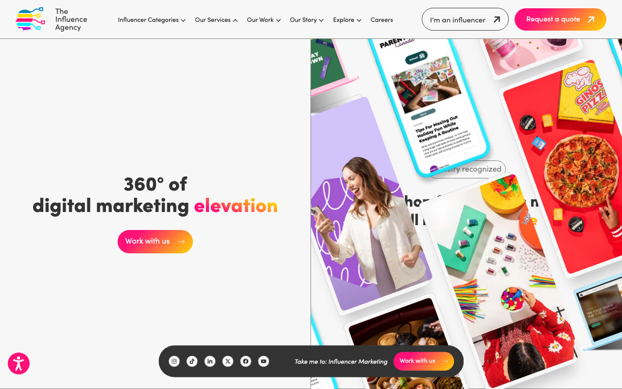 The Influence Agency website screenshot