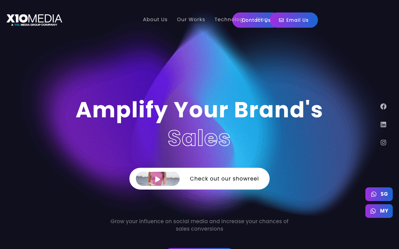 X10 Media website screenshot